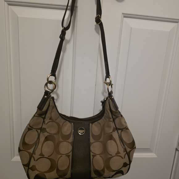 Coach Handbags - Coach Brown and Tan Signature Shoulder Bag